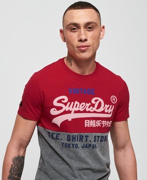 Superdry Ing Shop Tri Panel Férfi Pólók Piros | BQHEJ8429